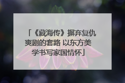 《藏海传》摒弃复仇爽剧的套路 以东方美学书写家国情怀