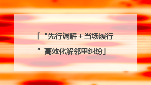 “先行调解＋当场履行”高效化解邻里纠纷