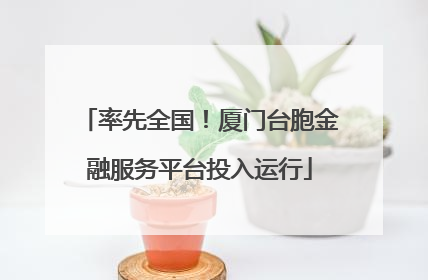 率先全国！厦门台胞金融服务平台投入运行