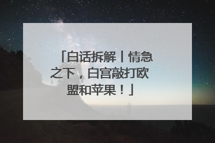 白话拆解丨情急之下，白宫敲打欧盟和苹果！