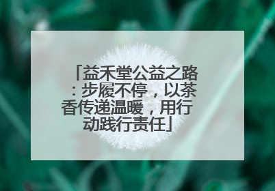 益禾堂公益之路：步履不停，以茶香传递温暖，用行动践行责任