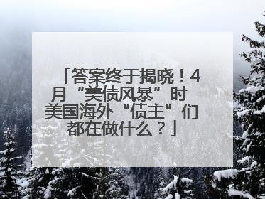 答案终于揭晓！4月“美债风暴”时 美国海外“债主”们都在做什么？