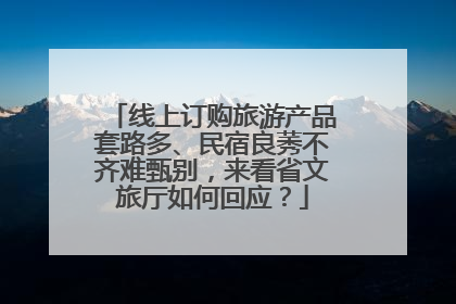 线上订购旅游产品套路多、民宿良莠不齐难甄别，来看省文旅厅如何回应？