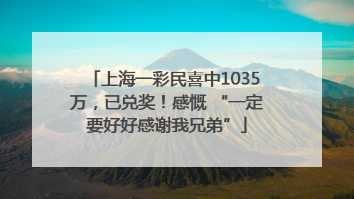 上海一彩民喜中1035万，已兑奖！感慨 “一定要好好感谢我兄弟”