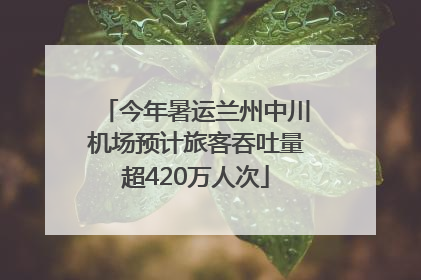 今年暑运兰州中川机场预计旅客吞吐量超420万人次