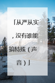从严从实，没有谁能搞特殊（声音）