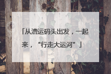 从漕运码头出发，一起来，“行走大运河”