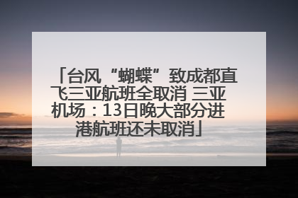 台风“蝴蝶”致成都直飞三亚航班全取消 三亚机场：13日晚大部分进港航班还未取消