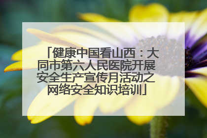 健康中国看山西：大同市第六人民医院开展安全生产宣传月活动之网络安全知识培训