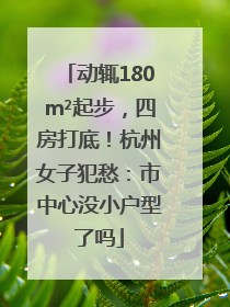 动辄180m²起步，四房打底！杭州女子犯愁：市中心没小户型了吗