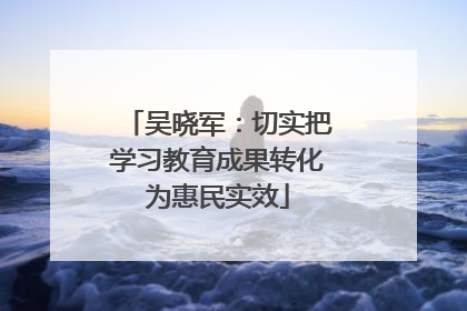 吴晓军：切实把学习教育成果转化为惠民实效