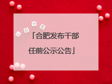 合肥发布干部任前公示公告