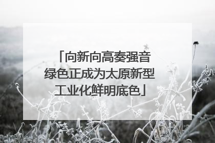 向新向高奏强音 绿色正成为太原新型工业化鲜明底色