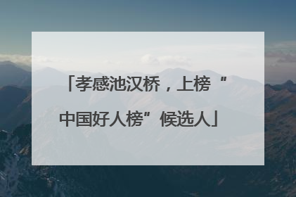 孝感池汉桥，上榜“中国好人榜”候选人