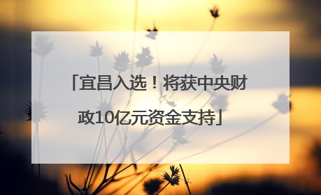 宜昌入选！将获中央财政10亿元资金支持