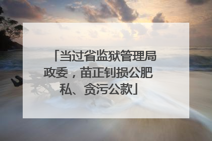 当过省监狱管理局政委，苗正钊损公肥私、贪污公款
