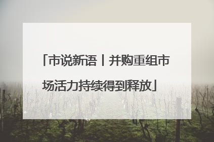 市说新语丨并购重组市场活力持续得到释放