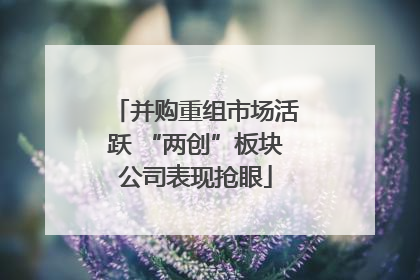 并购重组市场活跃 “两创”板块公司表现抢眼