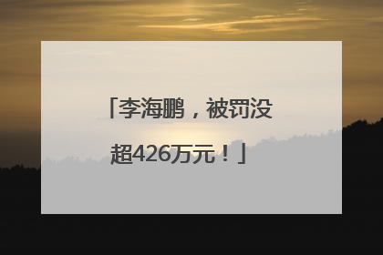 李海鹏，被罚没超426万元！