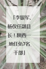 李银军、杨仪任副县长！陕西一地任免7名干部