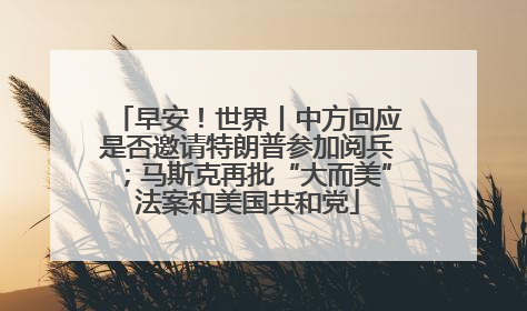 早安！世界丨中方回应是否邀请特朗普参加阅兵；马斯克再批“大而美”法案和美国共和党