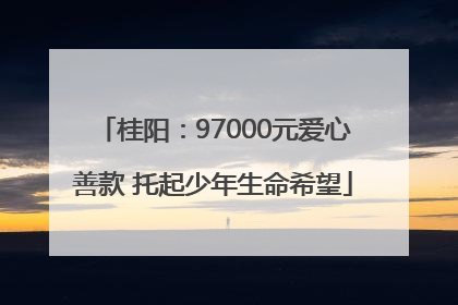 桂阳：97000元爱心善款 托起少年生命希望