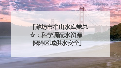 潍坊市牟山水库党总支：科学调配水资源 保障区域供水安全