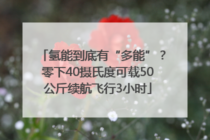 氢能到底有“多能”？零下40摄氏度可载50公斤续航飞行3小时