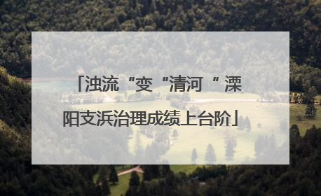 浊流“变“清河“ 溧阳支浜治理成绩上台阶