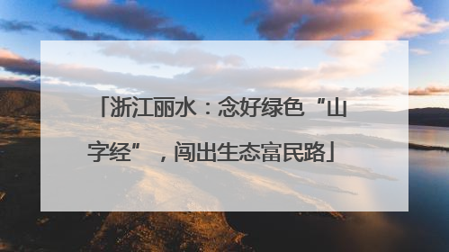 浙江丽水：念好绿色“山字经”，闯出生态富民路