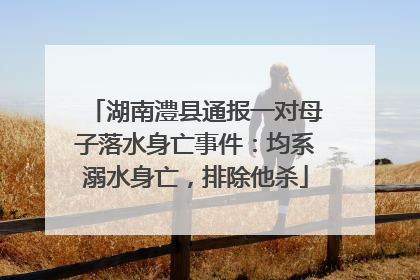 湖南澧县通报一对母子落水身亡事件：均系溺水身亡，排除他杀