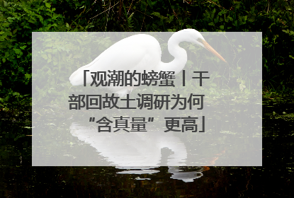 观潮的螃蟹丨干部回故土调研为何“含真量”更高
