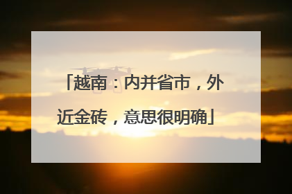 越南：内并省市，外近金砖，意思很明确