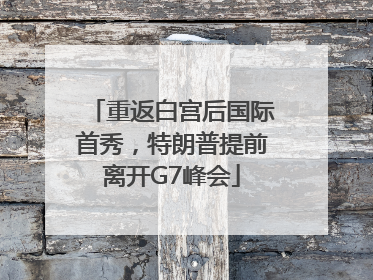 重返白宫后国际首秀，特朗普提前离开G7峰会