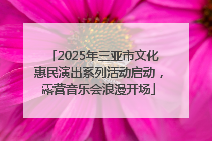 2025年三亚市文化惠民演出系列活动启动，露营音乐会浪漫开场