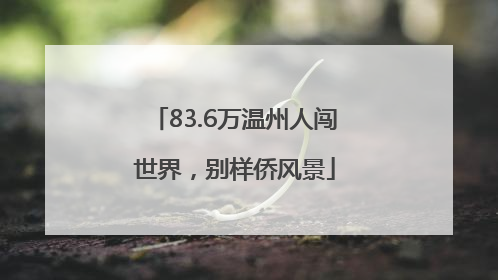 83.6万温州人闯世界，别样侨风景